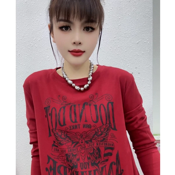 CX985早秋长袖正肩新款蝴蝶时尚款洋气上衣显瘦