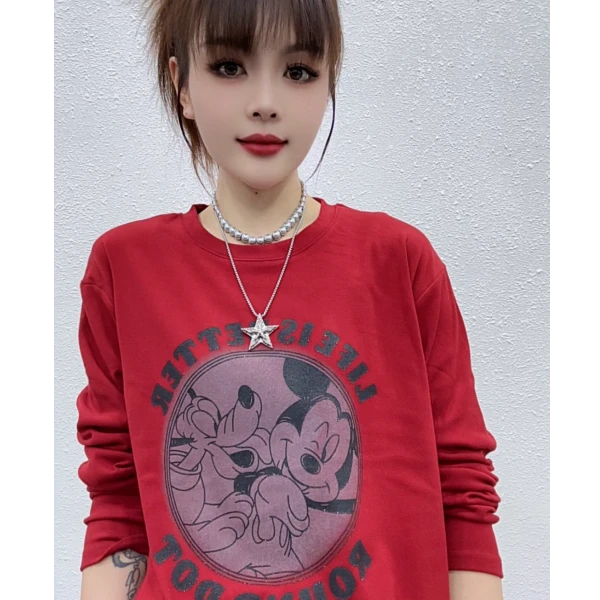 cx1023秋冬（磨毛）长袖插肩新款米奇时尚休闲上衣