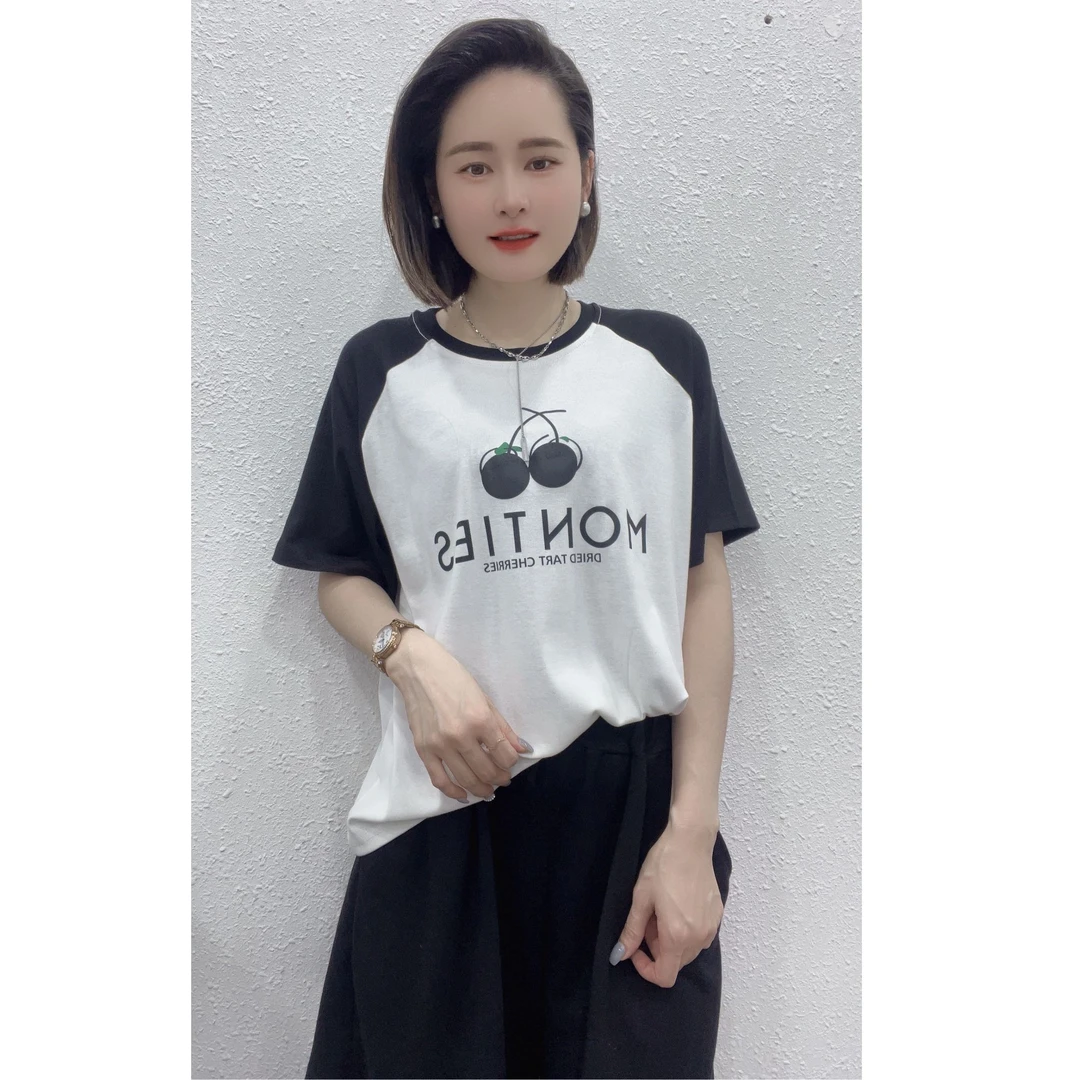 TZ82-短裤时尚休闲百搭早秋宽松樱桃套装减龄