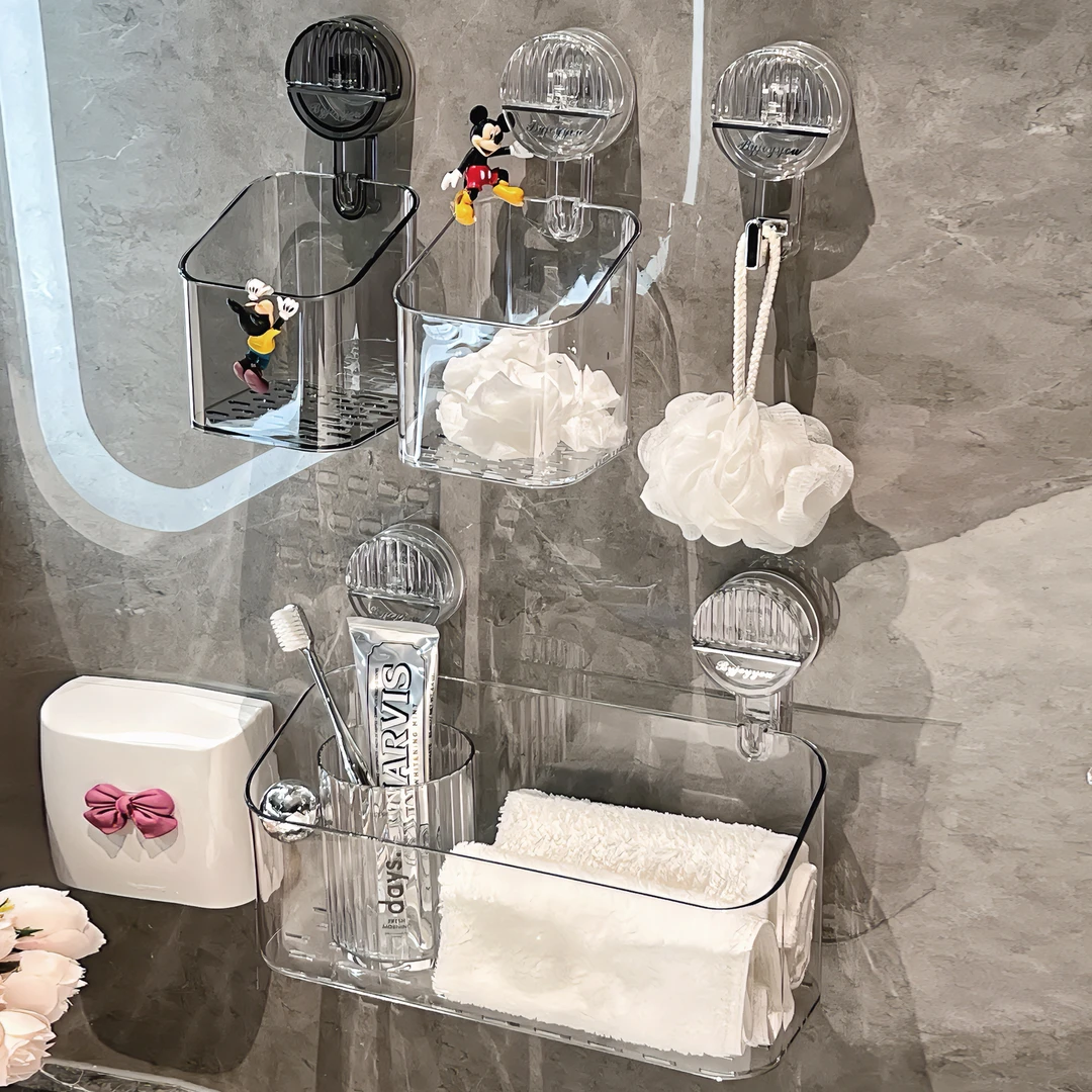 吸盘壁挂浴室置物架洗脸巾废弃吸盘置物架洗脸巾收纳盒吸盘沥水