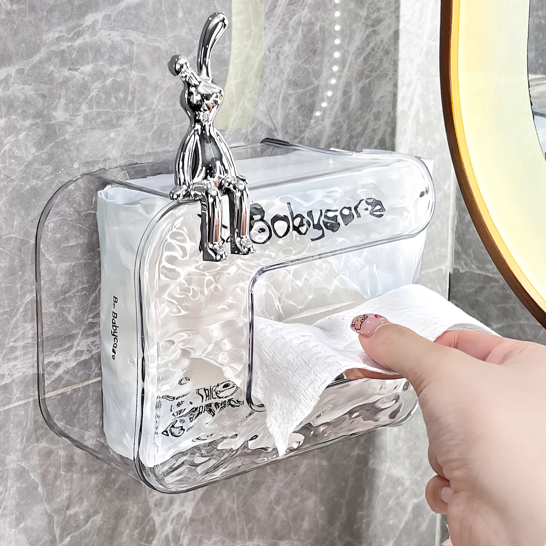 厨房湿纸巾收纳盒壁挂式免打孔婴儿湿巾架置物架卫生间浴室纸巾盒