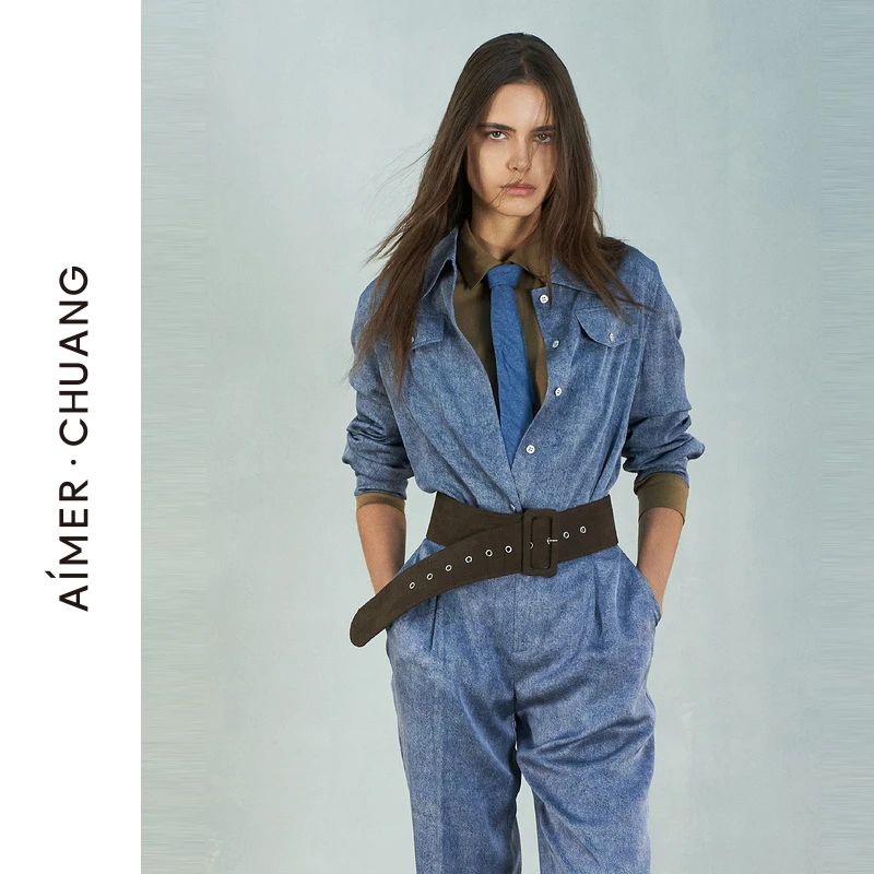 AIMER CHUANG24调性22牛仔印花翻领外套CA811313