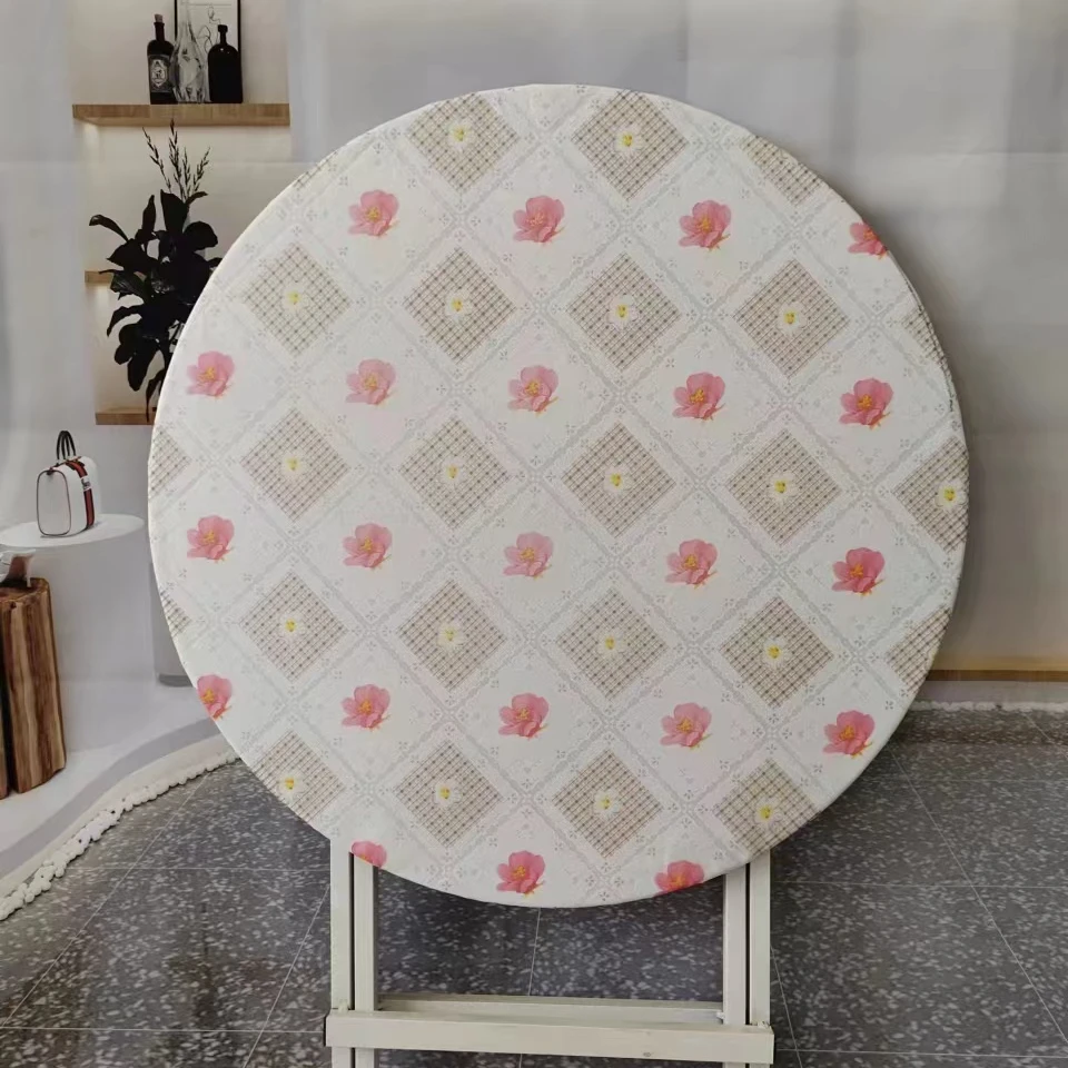 圆形包边家用圆桌布圆桌布印花防滑圆桌布印花带松紧带圆防水防油