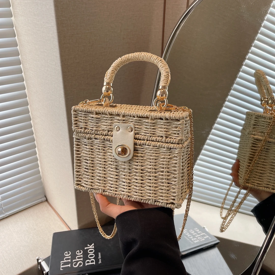 佐猫女士包包2024新款草编包小众高级感手提包时尚百搭编制单肩包