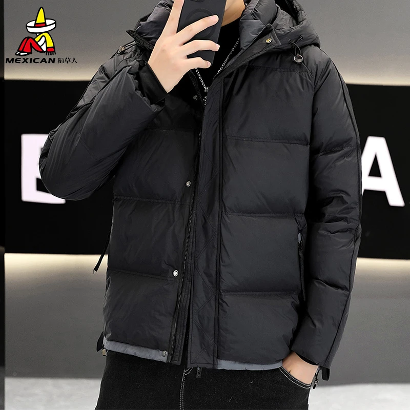 Mexican/稻草人保暖羽绒服男士冬季新款可拆卸帽防风时尚休闲外套