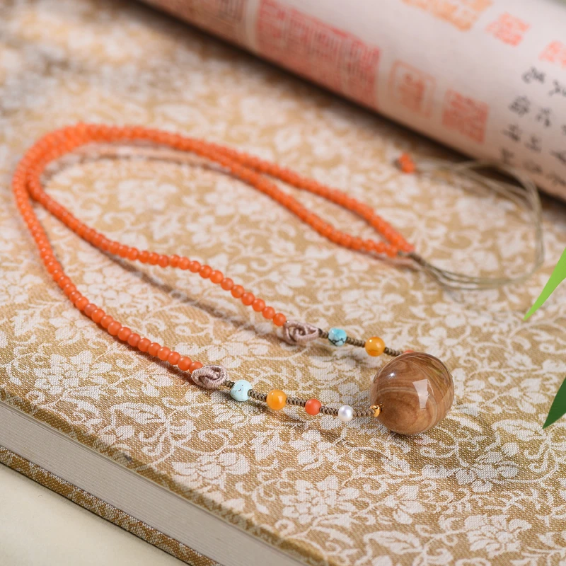 天然南红项链蜜蜡单珠设计款【JJ573】