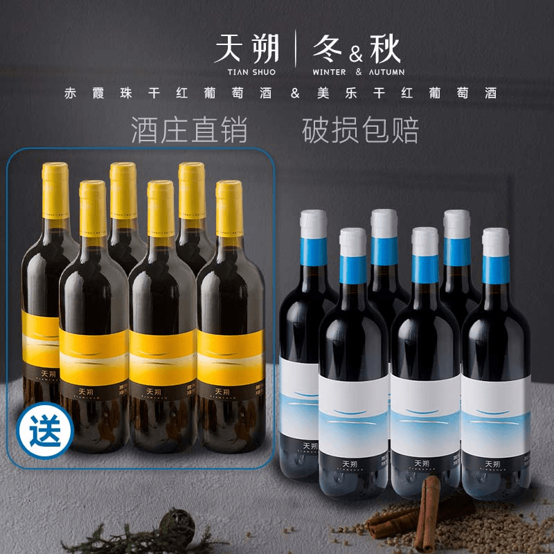 天朔【冬】6瓶送6瓶750ml一年法国橡木桶窖藏赤霞珠单酿干红葡萄酒