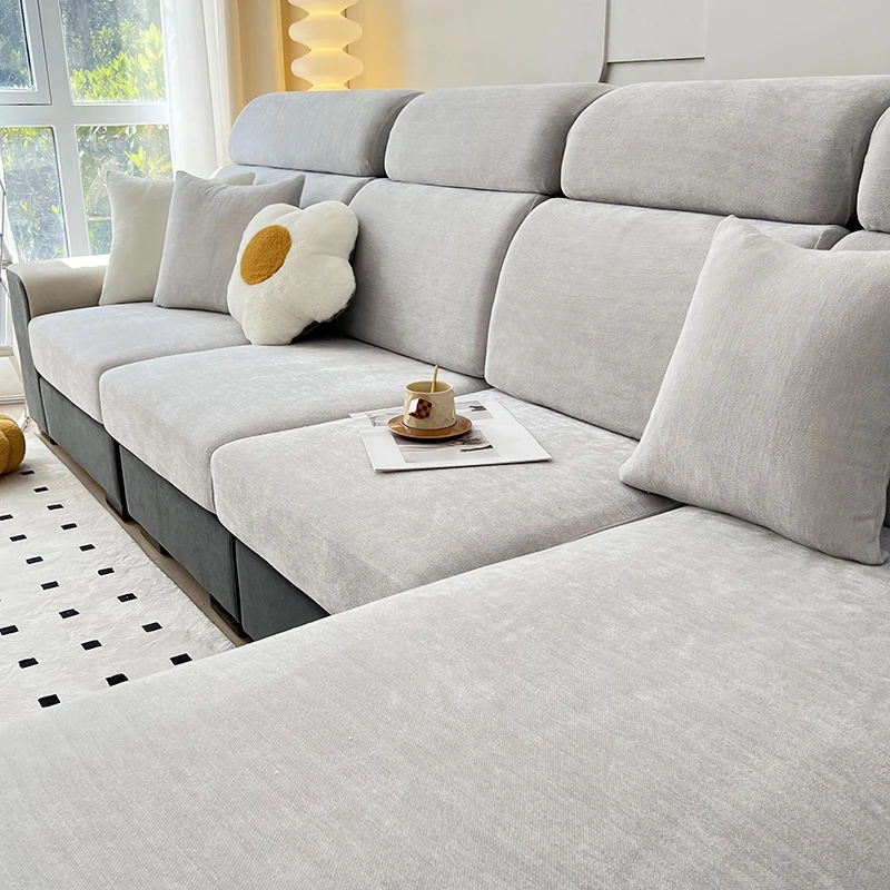新款雪尼尔万能通用型沙发套置笠四季简约防猫防滑沙发垫加厚弹力