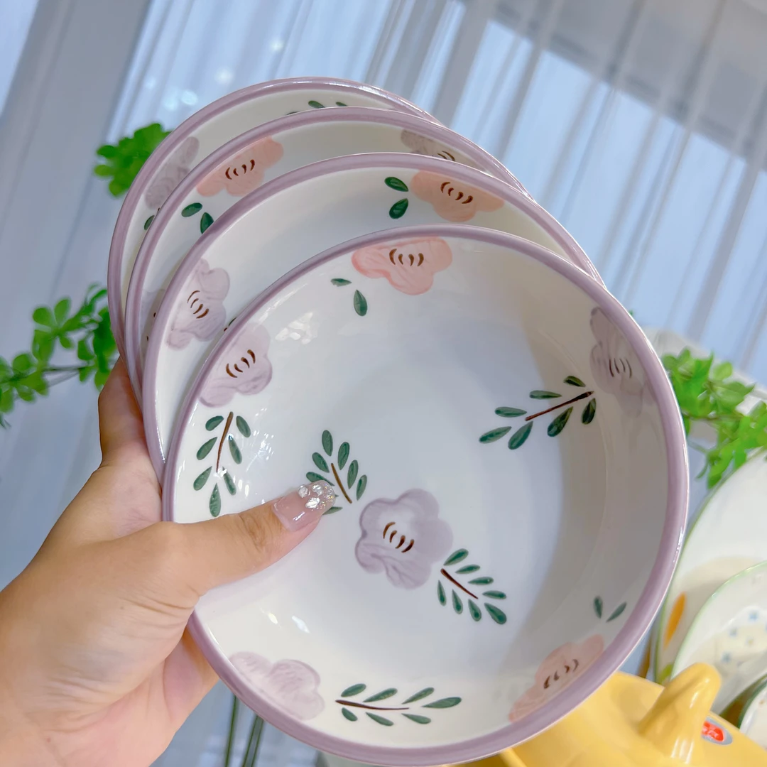 紫萱花6英寸吐骨碟盘小吃碟新款陶瓷骨碟酱料碟子家用火锅调味碟