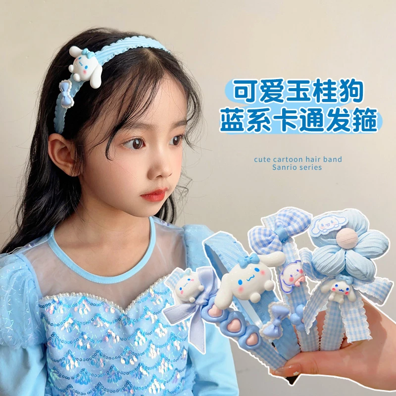 网红卡通头饰女孩甜美可爱蓝色玉桂狗夏季宝宝韩版不勒头女童发饰