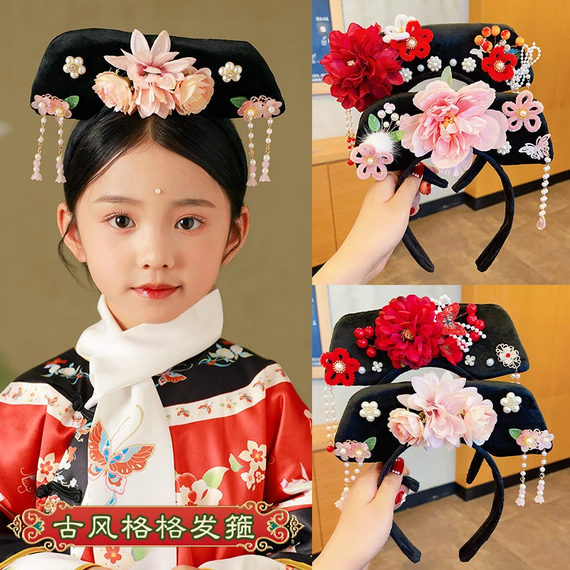 发夹中国风宫廷风贵妃头箍女童小女孩汉服头饰古风新年发饰发卡