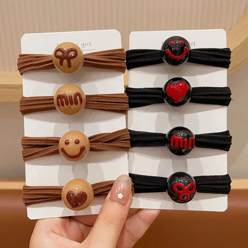 儿童头绳女童咖色高弹力毛巾圈发绳不伤发小女孩扎辫子皮筋发饰