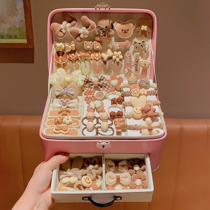 女孩生日礼物高端韩版不伤发发饰礼盒套装宝宝公主发夹头绳首饰盒
