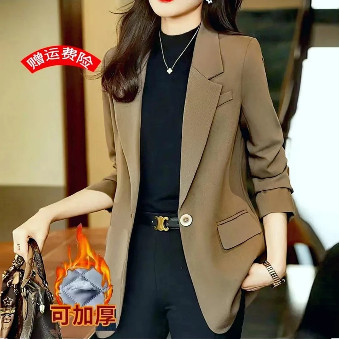 L宽松大码西装外套女韩版春秋新款小个子休闲上衣英伦风西服外套