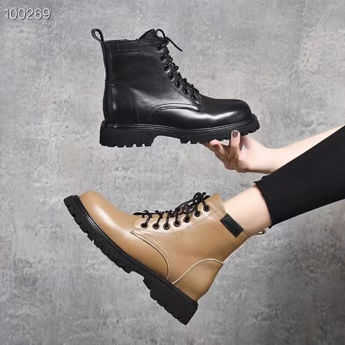 新款时尚秋冬超火爆炸街款百搭冬季马丁靴真皮