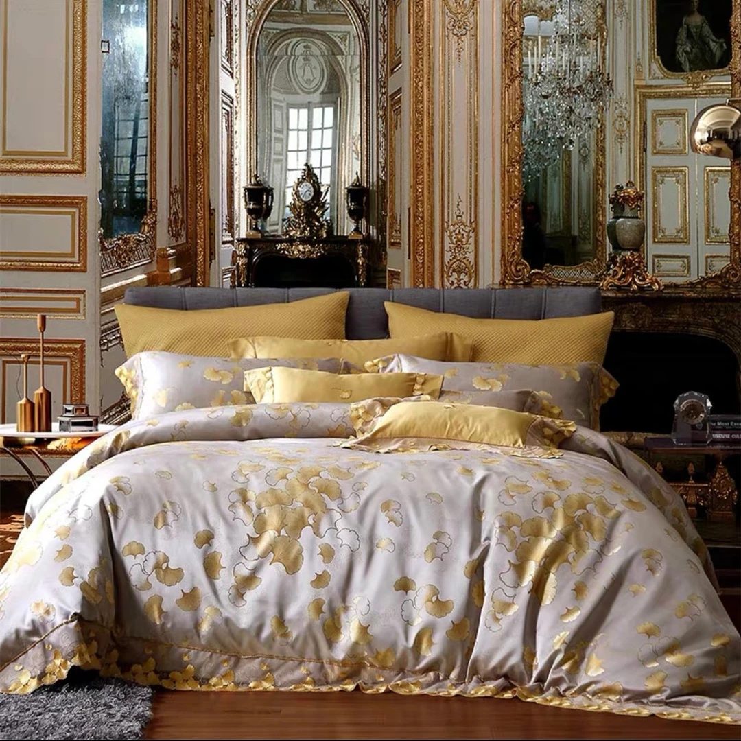 梦洁【高端提花套件】蕾丝四件套：芳华月轻奢欧式酒店主卧绣花丝滑