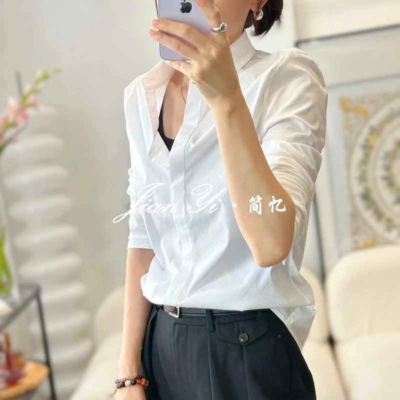 【经典衬衫】通勤经典素雅白衬衫时尚气质休闲设计感小众衬衣女