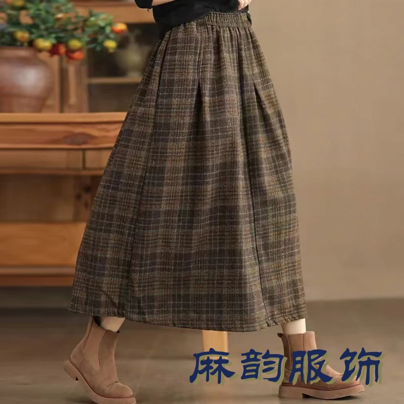 【麻韵】-061文艺复古休闲高腰显瘦A版秋冬半身裙