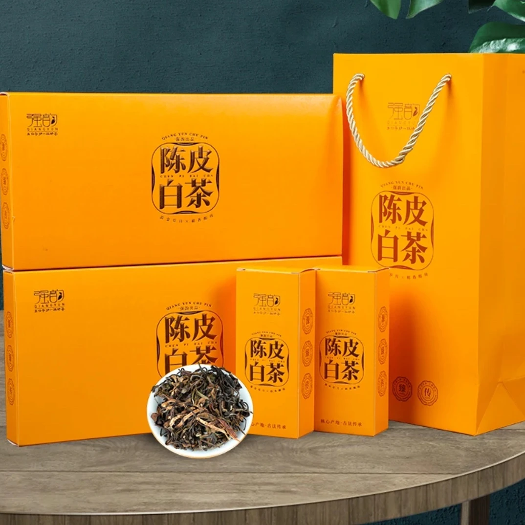 茶礼陈皮白茶正宗福鼎老白茶寿眉茶叶盒装高档礼盒装两条带礼袋