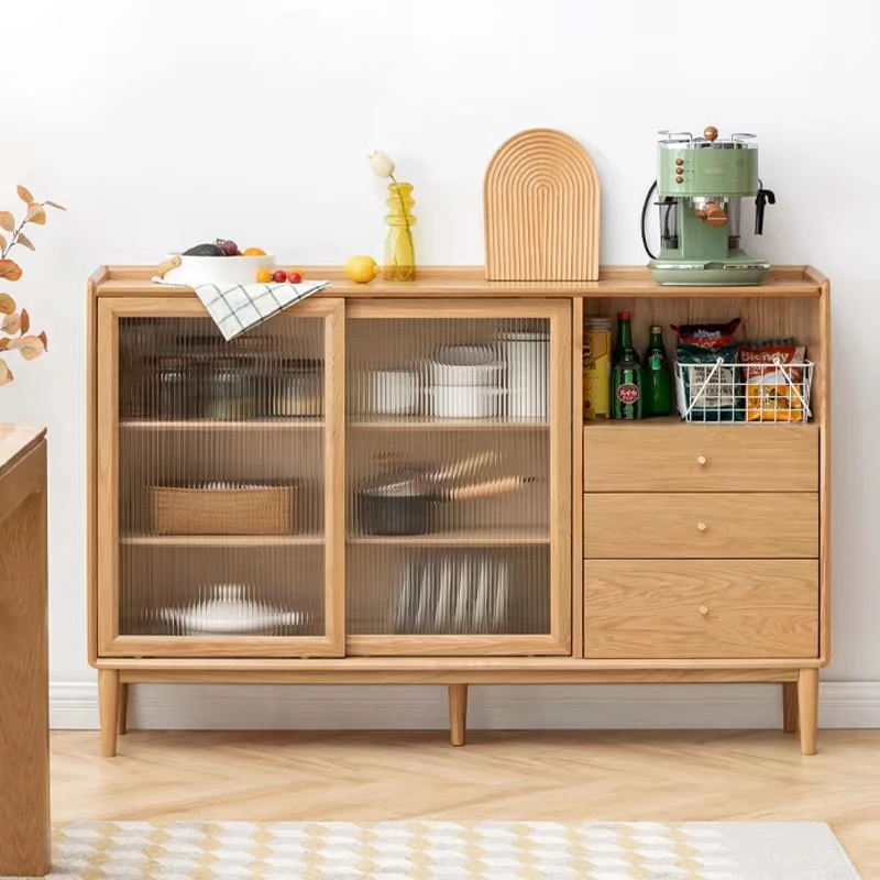 实木家用储物餐边柜厨房柜子餐厅农村冰箱小户型餐边收纳柜半墙