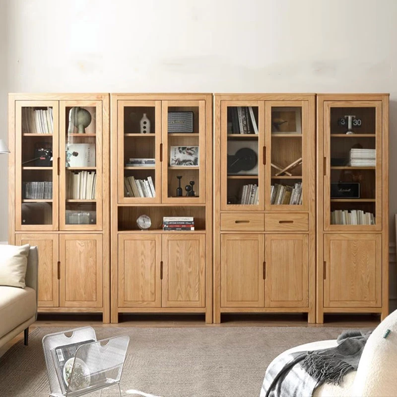 实书柜带门防尘一体落地书架客厅组合储物柜落地书柜清仓定制书橱