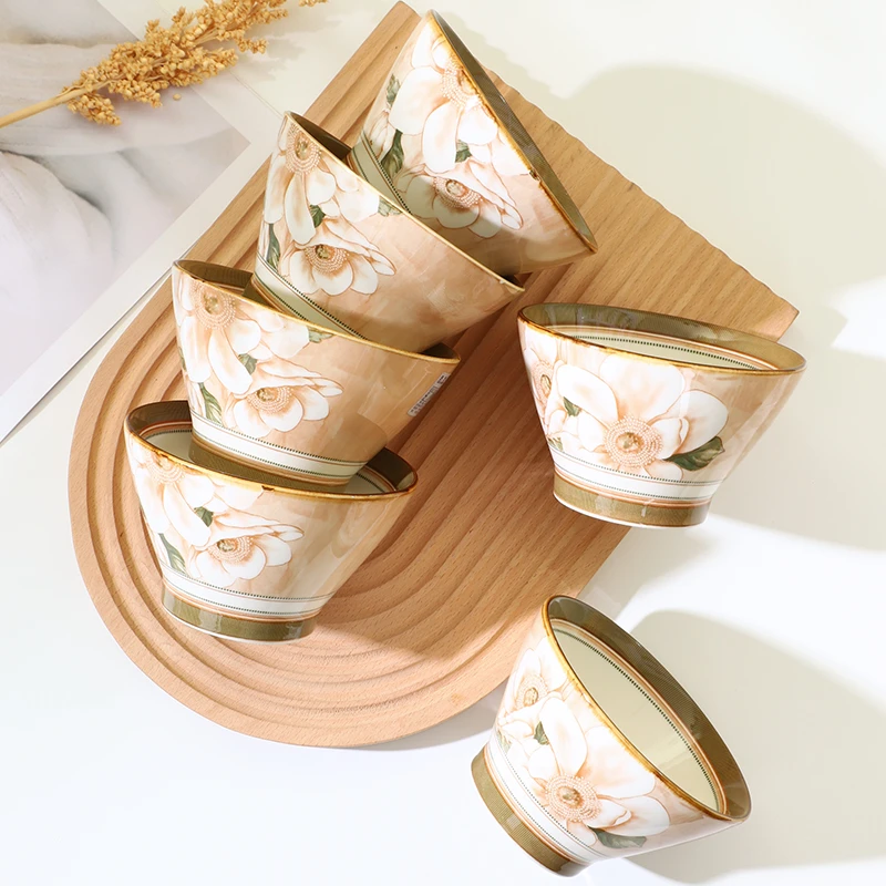 【山茶花5英寸斗笠碗】高温陶瓷餐具家用斗笠碗米饭碗
