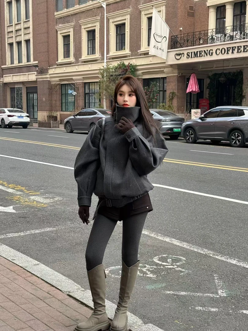 【清仓】加绒拉链夹克新款宽松百搭重工设计感夹克外套女W5041