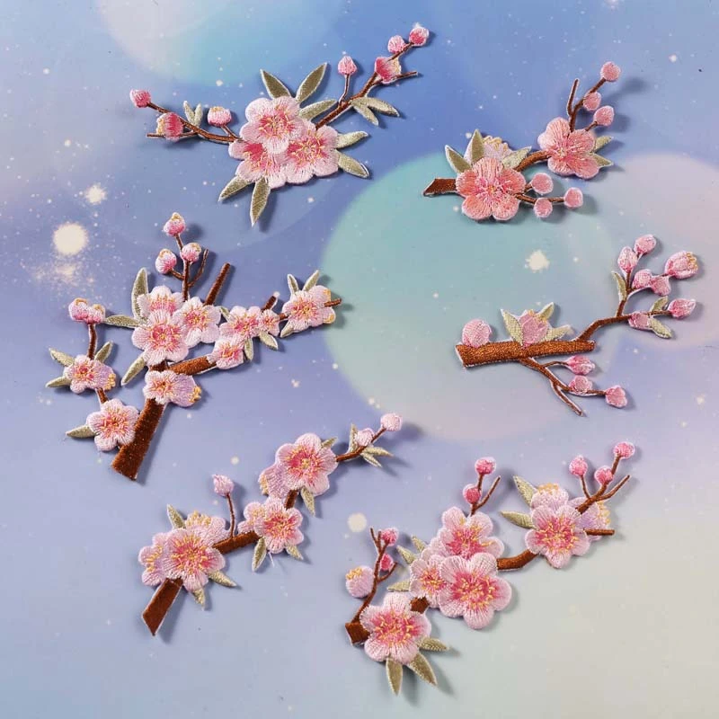 【宠粉大福利】梅花刺绣布贴电脑绣花章个性DIY腊梅衣服补丁修复贴