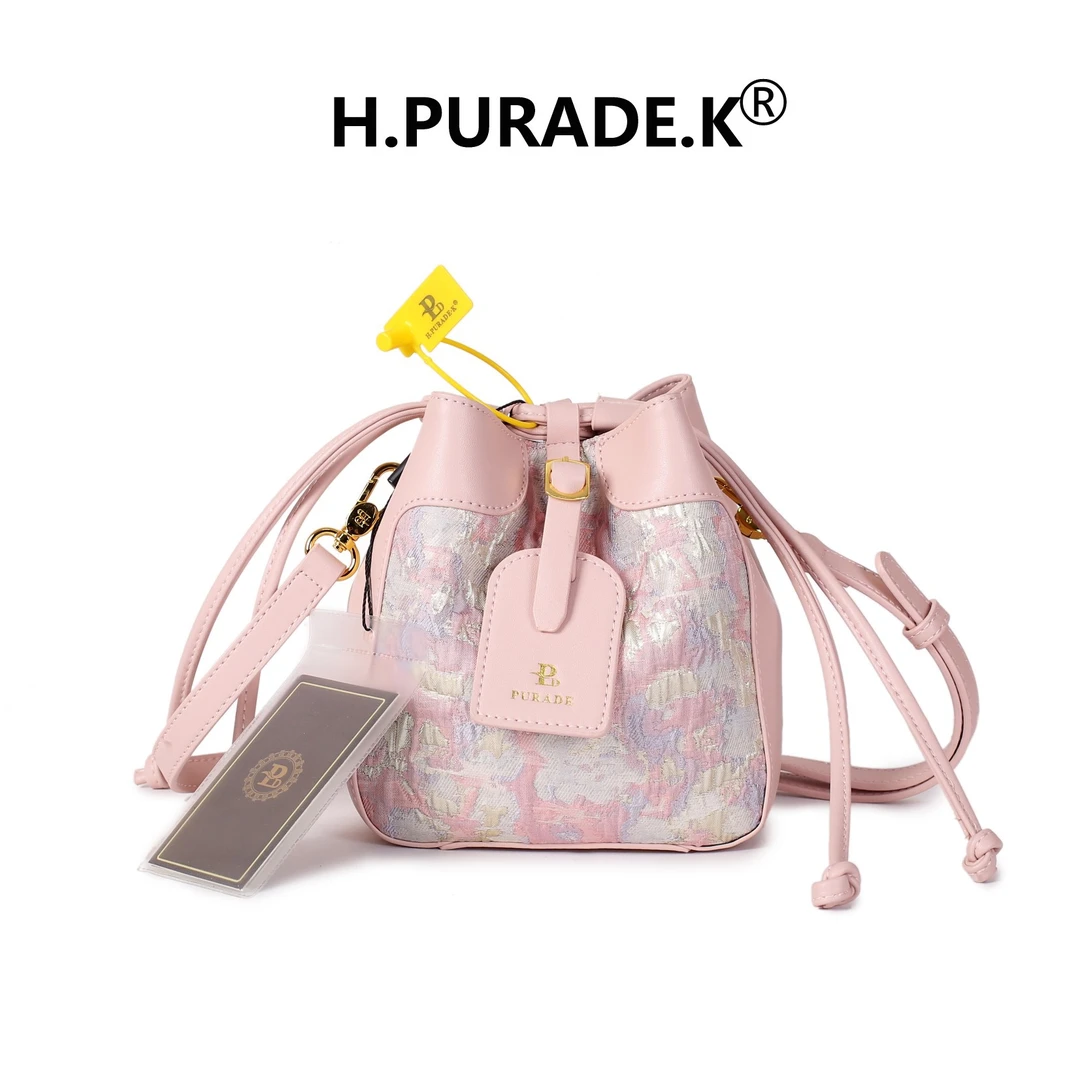 H.PURADE.K刺绣工艺迷你水桶设计单肩斜挎包