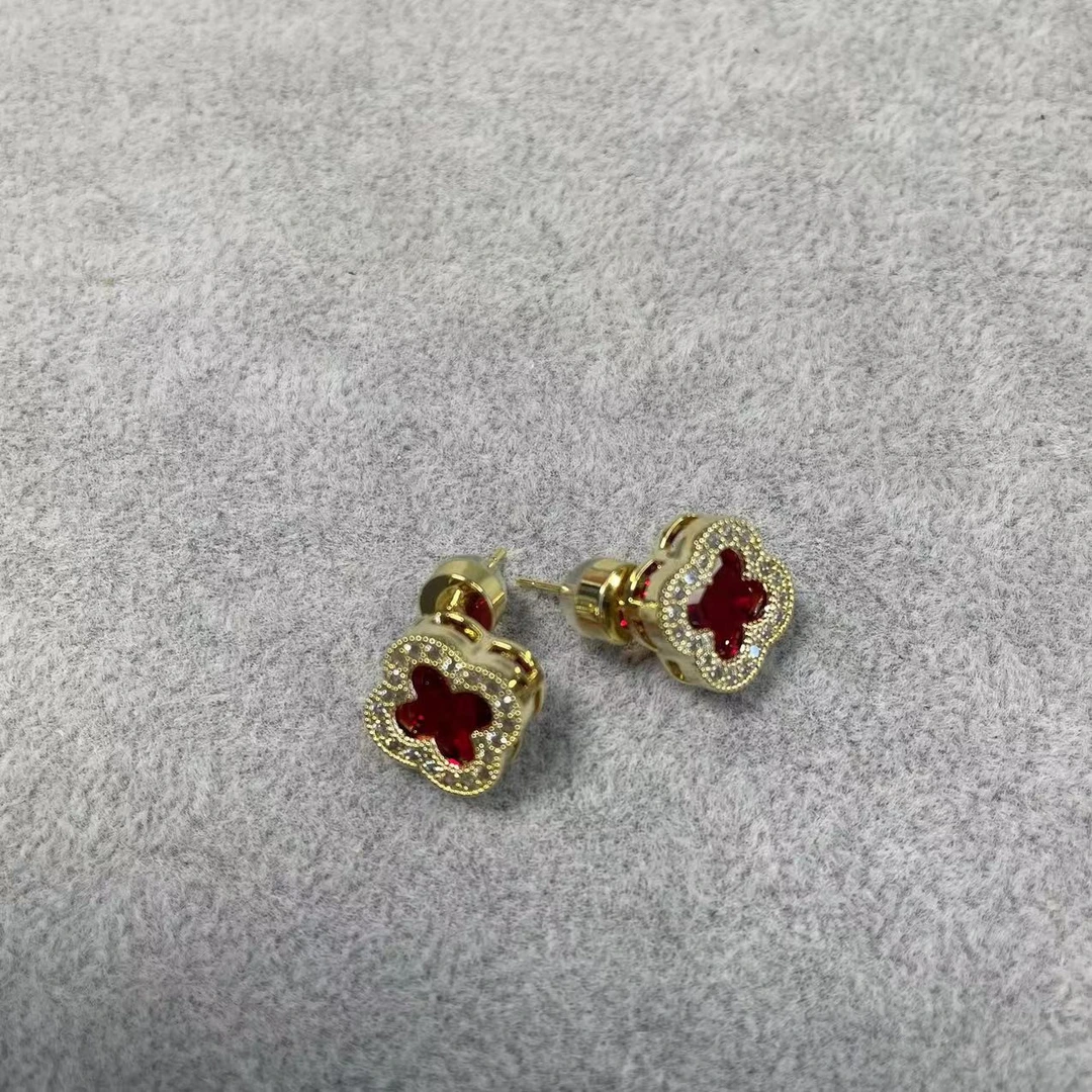 铜合金耳饰 1226耳钉时尚镶嵌百搭精致素款