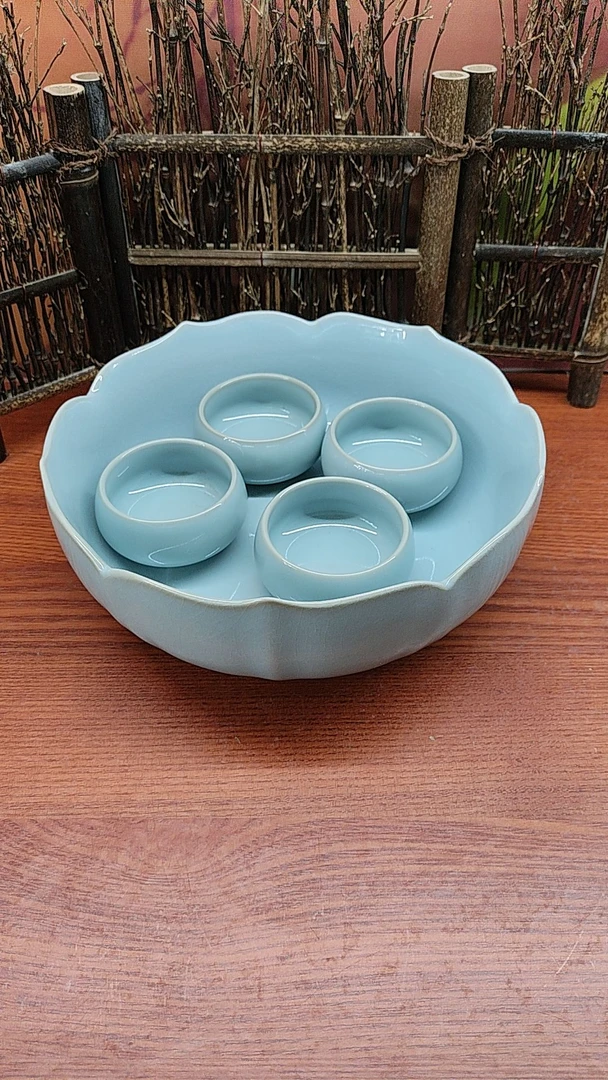 天青茶洗，口径20公分，全品无暇