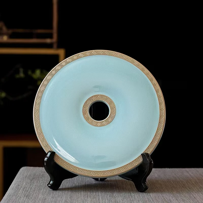 汝瓷玉币，汝瓷摆件，27直径