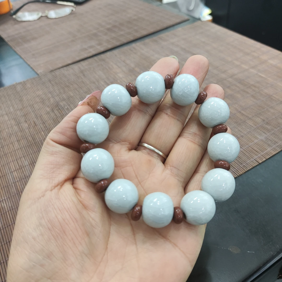 月白汝州汝瓷珠，1.6珠