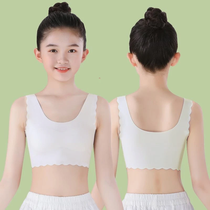 发育期学生女童文胸初中生无钢圈少女背心带胸垫保暖青春内衣儿童