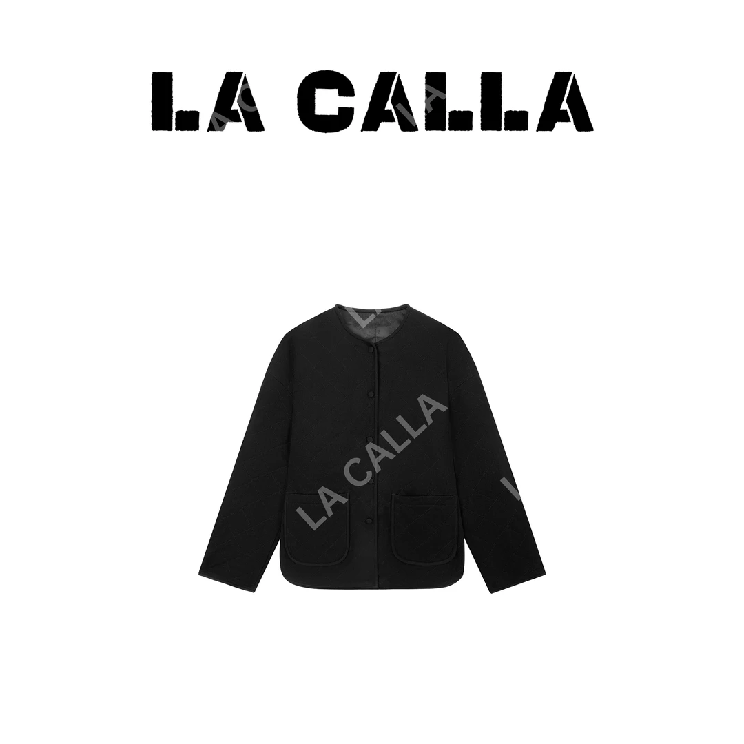 沈球球【弥初】黑色设计师秋冬夹棉气质外套