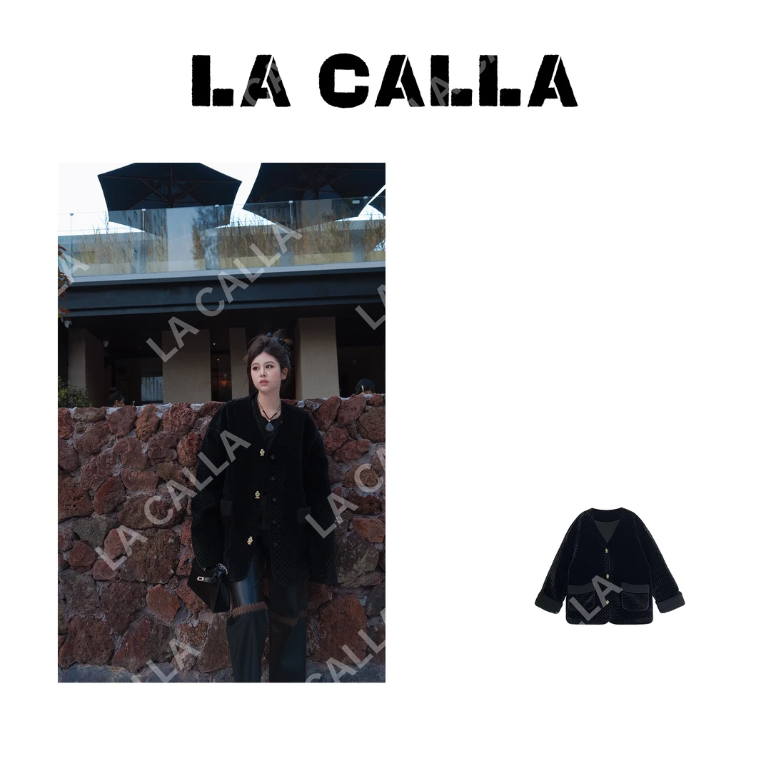 沈球球【观禅】黑色冬季气质设计师百搭设计感外套