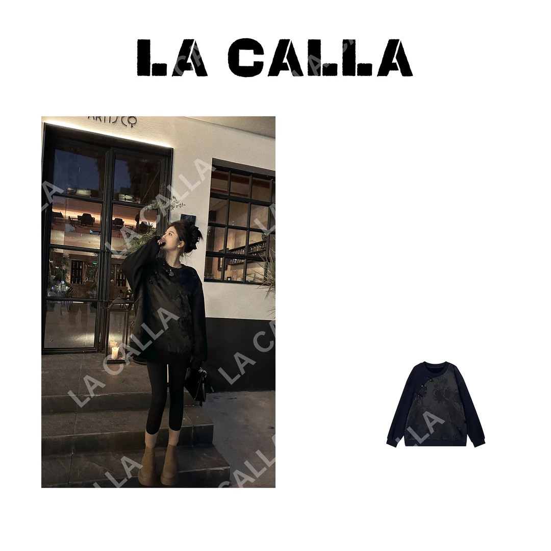 沈球球【京元】黑色新中式个性百搭设计师时尚卫衣