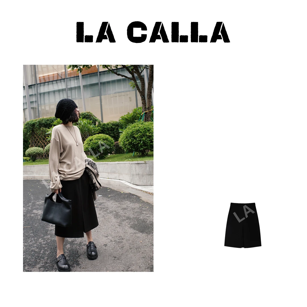 沈球球【年度爱裙】黑色设计师通勤显瘦极简优雅半裙