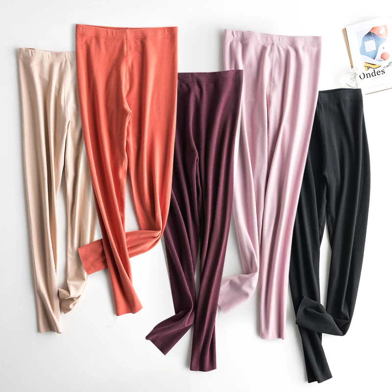 意芬女士秋裤内穿打底紧身大码老年人德绒保暖裤加绒加厚女款线裤