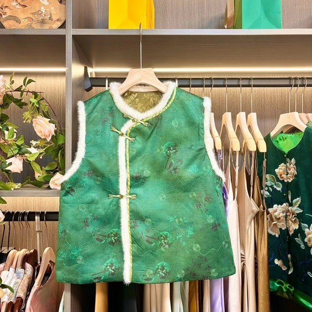 【花好月圆】秋冬款加厚马甲中国风马夹毛毛加绒显瘦新中式轻奢气质