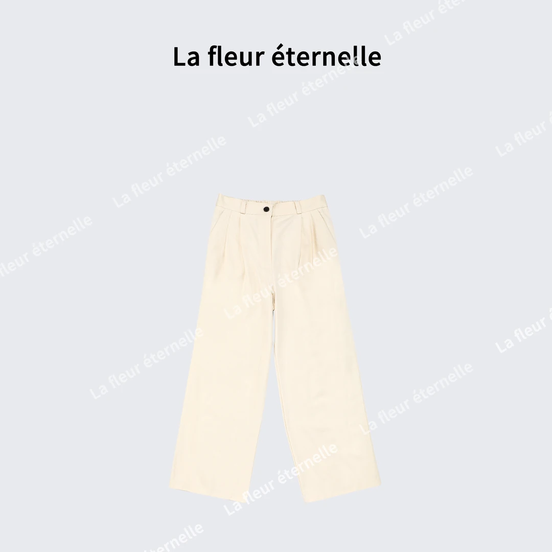 La fleur éternelle丨奶油裤 时尚休闲高腰褶皱休闲裤