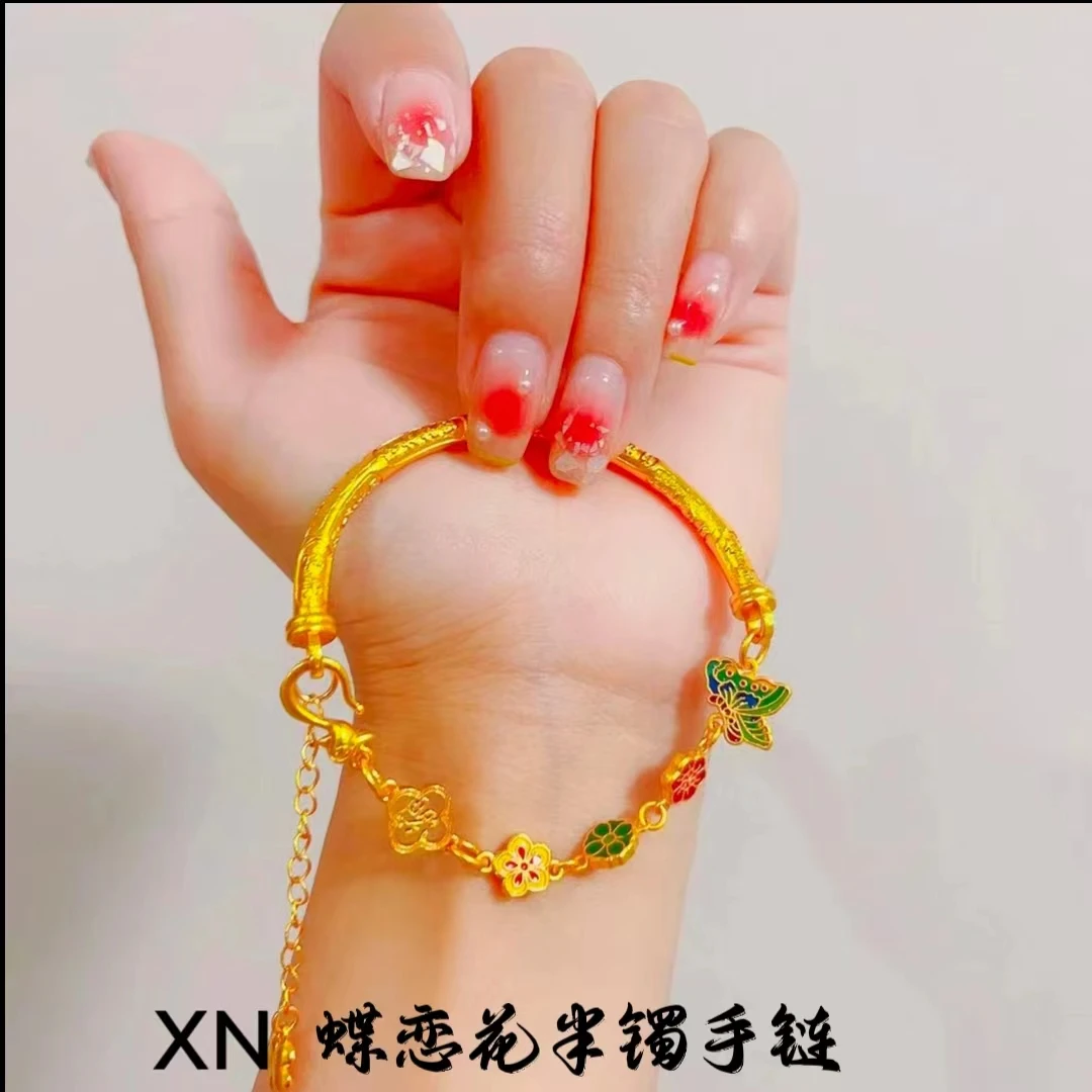 铜合金手链 XN 2586 蝴蝶花半镯手链 精美 女款 烧蓝饰品爆款珐琅