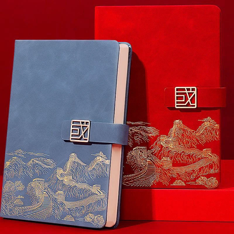 中国国潮风笔记本高颜值a5记事本厚本超厚高档本子变色烫金日记本