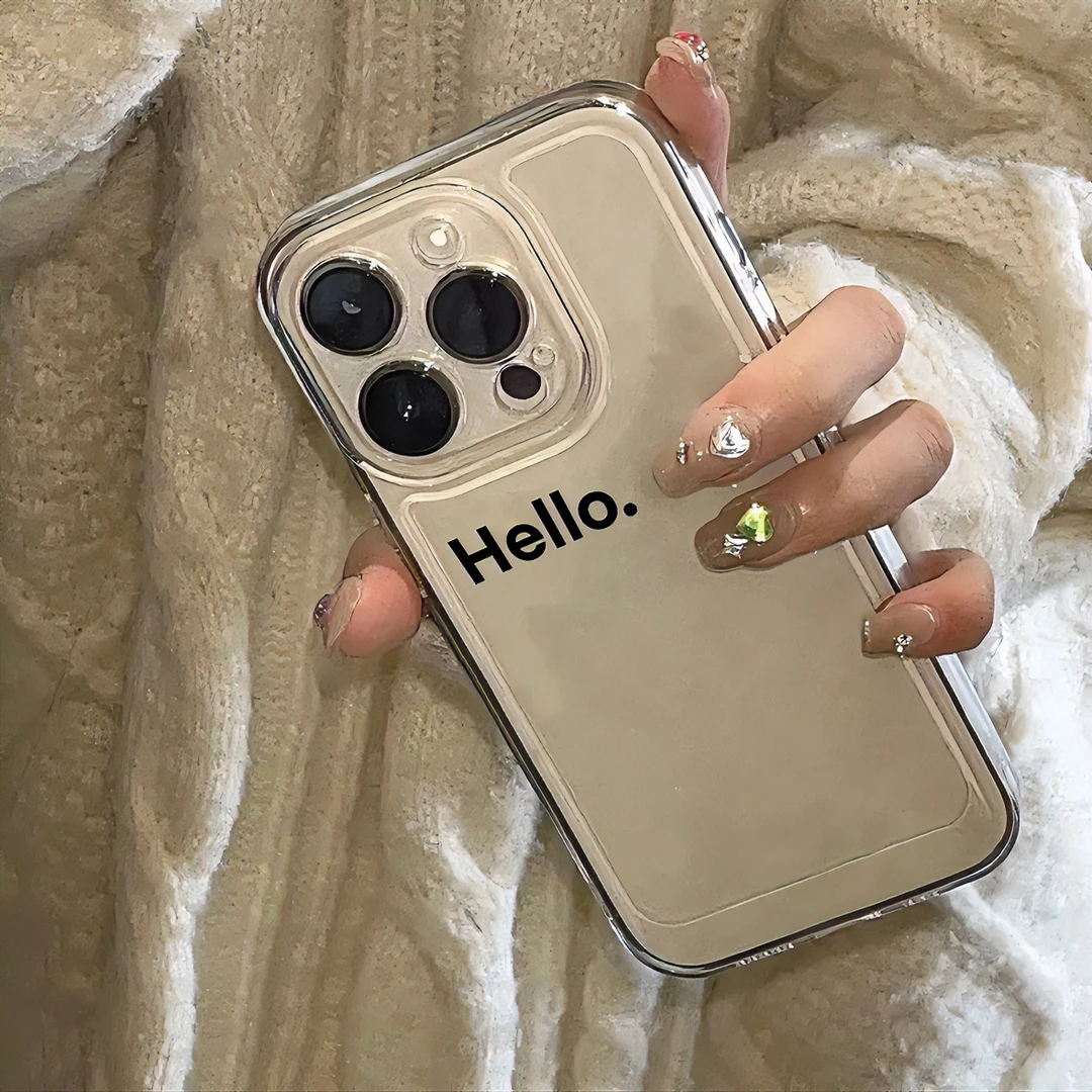 英文hello太空壳苹果14pro透明iphone13手机壳12promax全包11软xr
