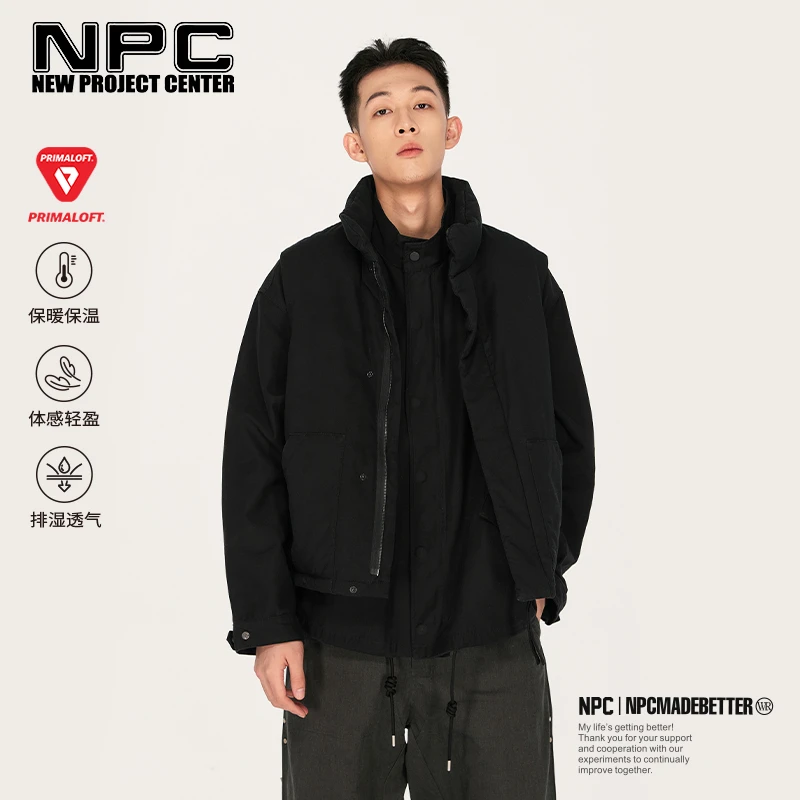 NPC潮牌字母印花【P棉】立领棉马甲男户外保暖休闲宽松NP48PJ32