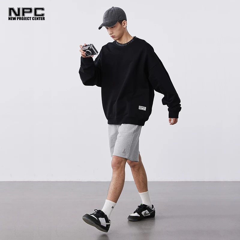 NPC潮牌领口LOGO立体印花圆领落肩款卫衣oversize宽松NP31ST19