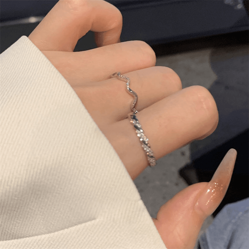简约设计感轻奢镶钻开口戒指女ins小众高级感素
