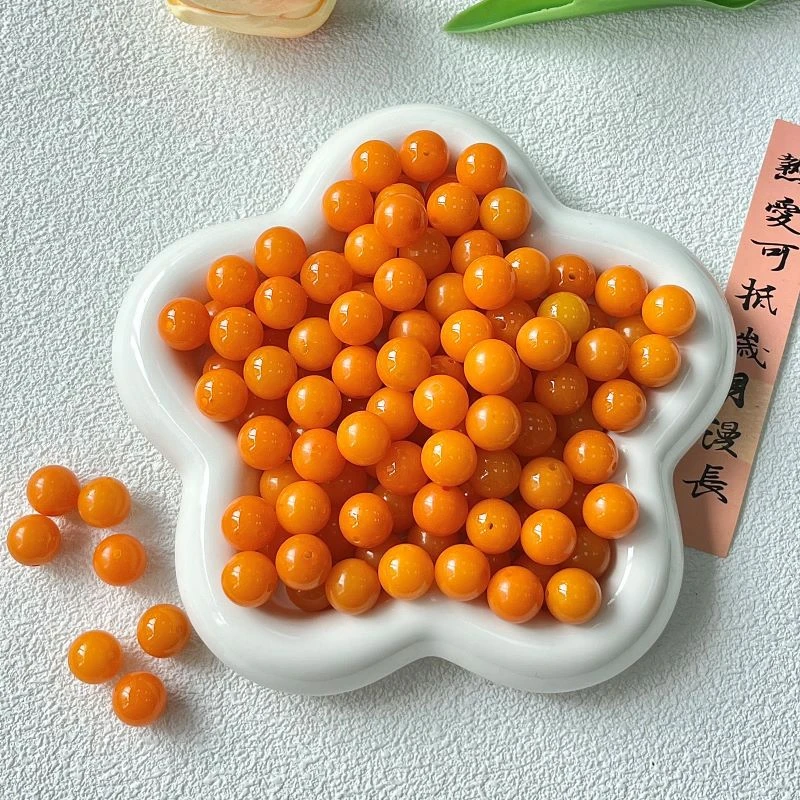 小杏柿散珠圆珠12mm手工diy手串散佛珠