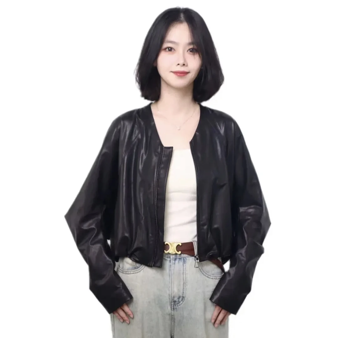 海宁无涂层A级头层超薄全植鞣绵羊皮皮衣女2025新款春秋真皮皮衣