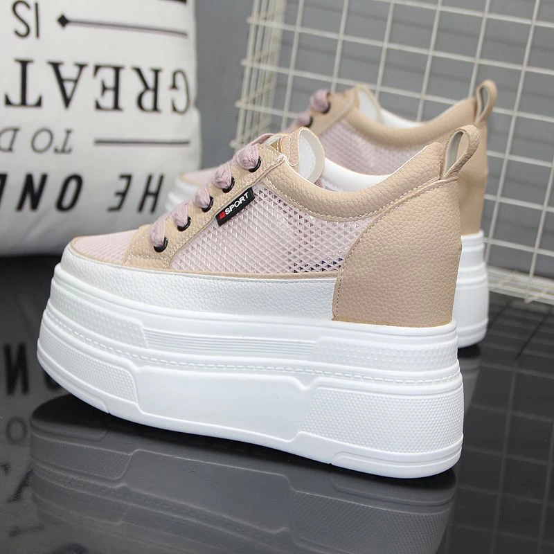 内增高网面小白鞋女夏季爆款2024新款休闲透气小个子12cm厚底网鞋